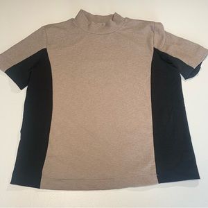 ZARA WOMENS MEDIUM TOP COLOR BLOCK HIGH NECK SHORT SLEEVE